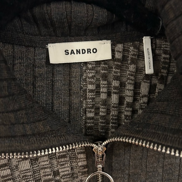 Sandro Moria Sweater color block 1/2 zip ribbed - Picture 5 of 8